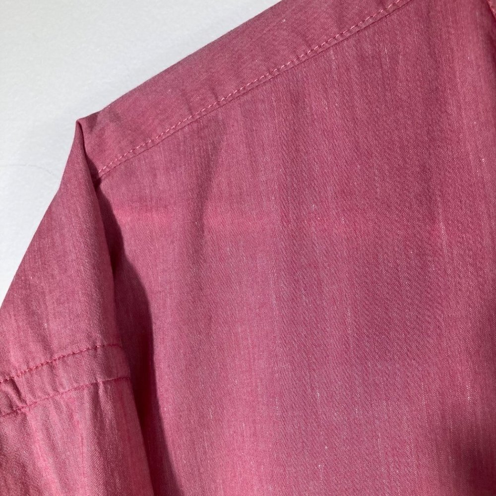 Mens Peter Millar Long Sleeve Button Cotton Linen Spandex Shirt Pink 2XL - Picture 4 of 6